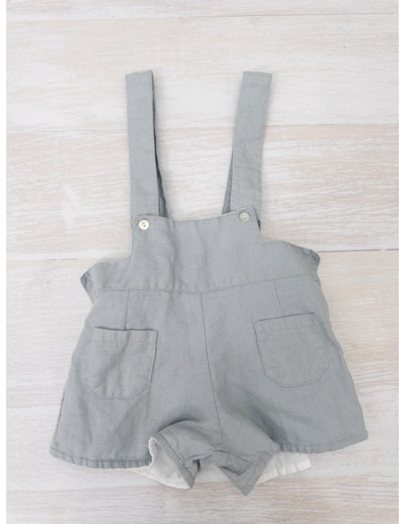 enterizo short de lino celeste