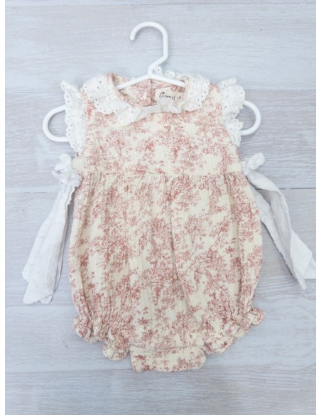 monito beige con print rosado