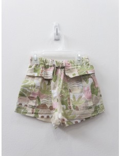 short verde con rosado con bolsillos