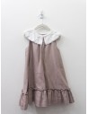 vestido lino rosado con cuello blanco