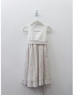 vestido franjas beige
