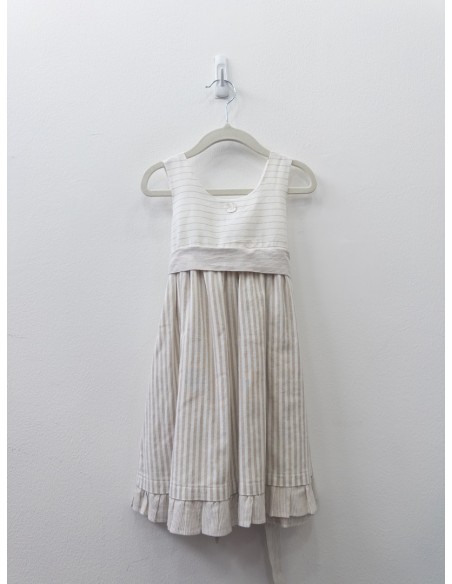 vestido franjas beige