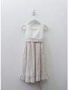 vestido franjas beige