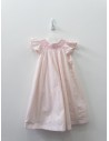 vestido rayas rosadas y blancas, punto en cuello, con calzon