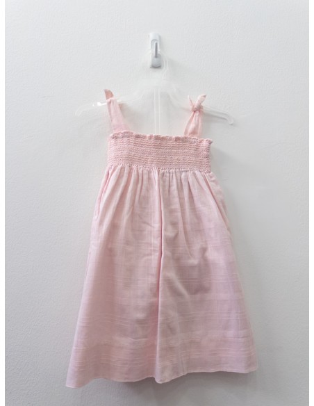 vestido textura rosada, punto en pecho, con calzon