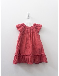 vestido manga larga rojo con flores blancas