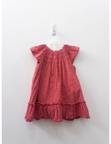 vestido manga larga rojo con flores blancas