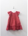 vestido manga larga rojo con flores blancas