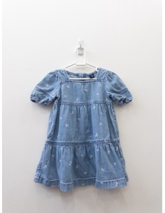 vestido jean con dibujos blancos