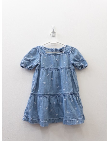 vestido jean con dibujos blancos
