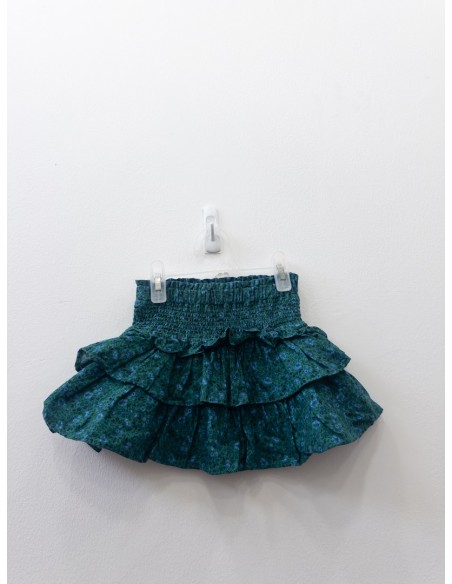 falda verde con flores azules