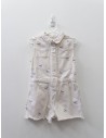 romper jean beige con lazos lilas