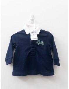 camiseta manga larga azul con logo verde, nuevo con etiqueta