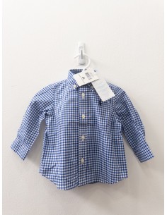 camisa manga larga cuadros azules, nuevo con etiqueta