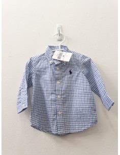 camisa manga larga cuadros azules y celestes, nuevo con etiqueta