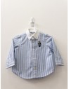 camisa manga larga celeste con rayas blancas