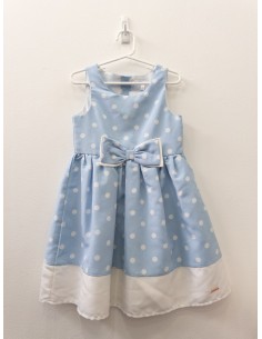 vestido celeste bolas blancas