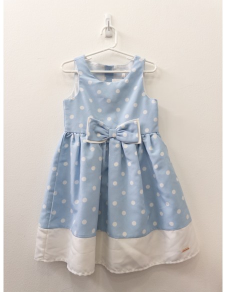vestido celeste bolas blancas