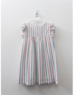 vestido rayas blancas turquesas y rosadas
