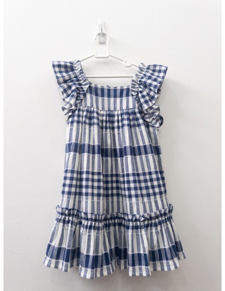 vestido cuadros blancos y azules