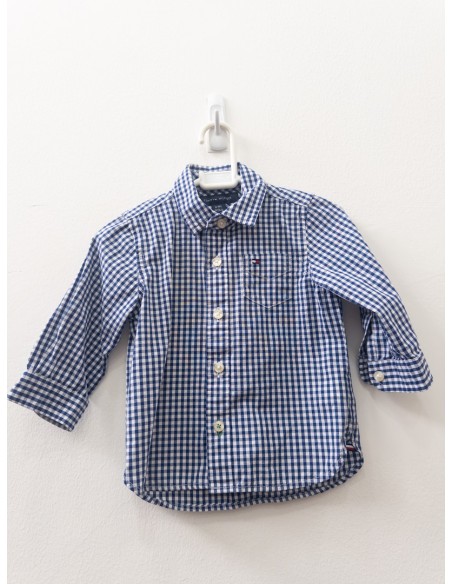 camisa cuados azules con blanco