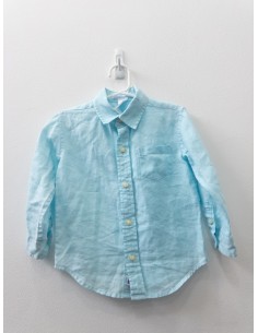 camisa lino celeste