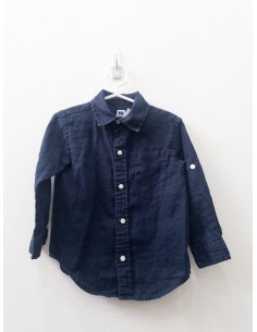 camisa lino azul