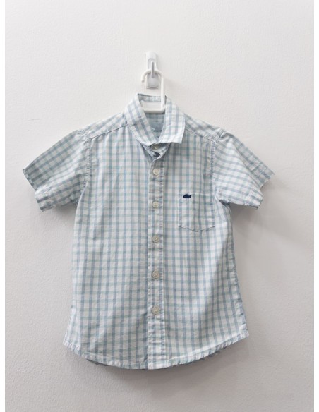camisa cuadros blancos verdes y celestes