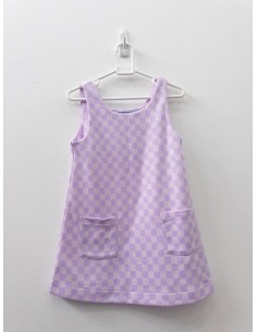 vestido cuadros lila con morado