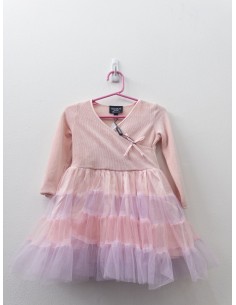 vestido velvet rosado co falda de tul
