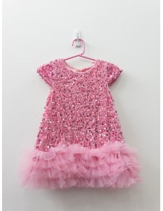 vestido lentejuelas rosadas con tul inferior