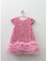 vestido lentejuelas rosadas con tul inferior