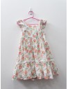 vestido con durazno y hojas verde