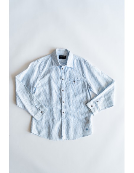 CAMISA CON HOJAS CELESTES