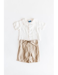 SET SHORT BEIGE CAMISETA BLANCA