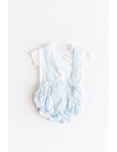 SET CAMISETA BLANCA Y ROMPER CELESTE