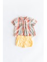 set short amarillo camiseta colores salmon y verde