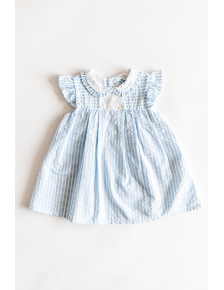 VESTIDO RAYAS CELESTES