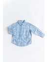 CAMISA CELESTE RAYAS AZULES BLANCAS