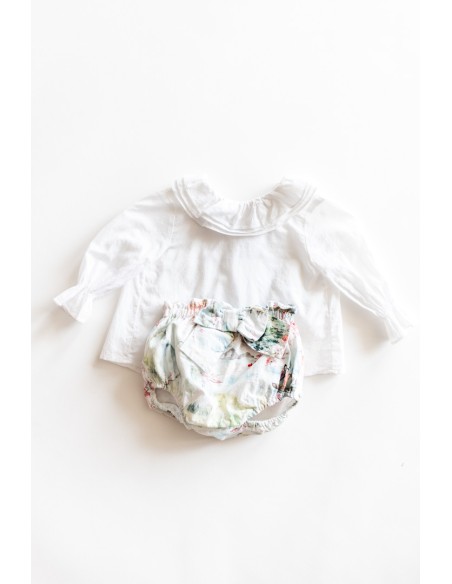 set blusa blanca y calzon con diseno