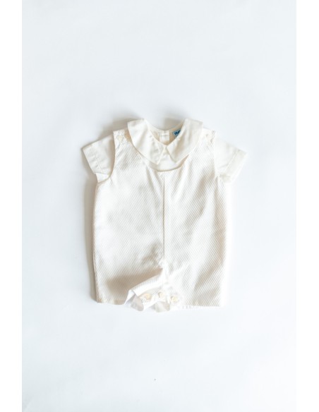 set camisa blanca de lino y overall blanco