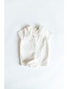 set camisa blanca de lino y overall blanco