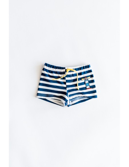 short pantalon de baño rayas azules