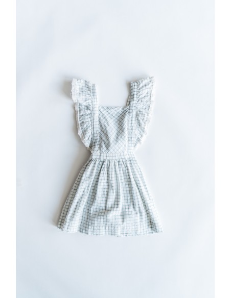 vestido beige cuadros verdes