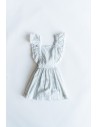 vestido beige cuadros verdes