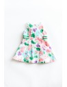 vestido flores con cinturon verde con rosado