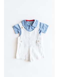 set romper blanco camisa cuadros azules