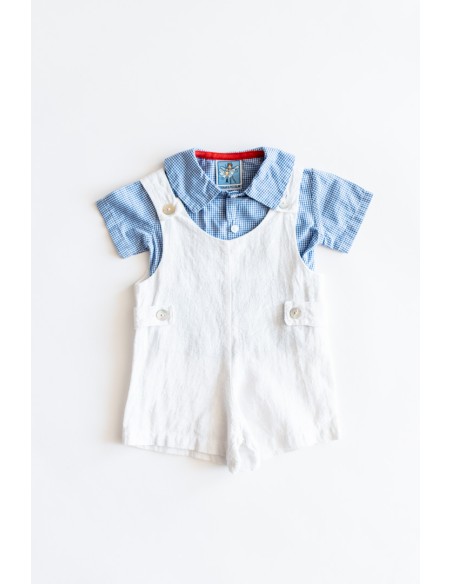 set romper blanco camisa cuadros azules