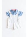 set romper blanco camisa cuadros azules