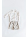 camisa lino blanca y short beige